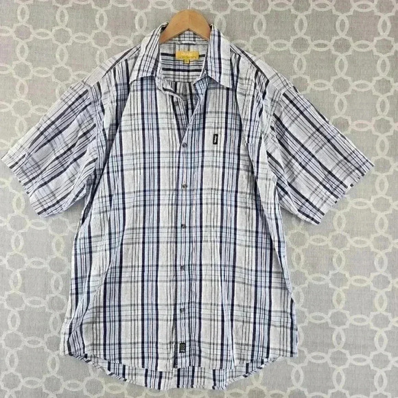 Jeep Blue Plaid Short Sleeve Button Down Men's Shirt L - Picture 1 of 10